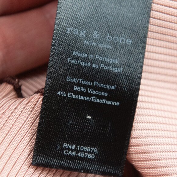 Rag & Bone Ribbed Short Sleeve Top Button Shoulder Stretch Dusty Pink Size XS - Picture 4 of 6